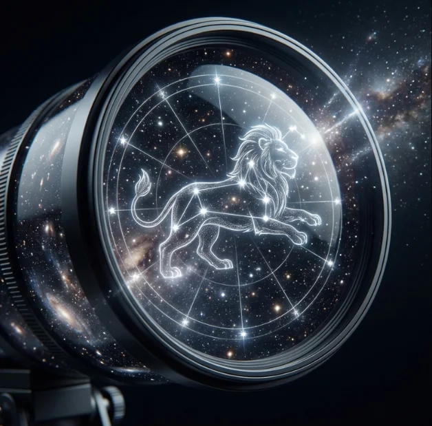 telescope montant la constellation du lion, lune de mars 2026 dans cette constellation.