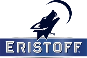 Le loup dans le marketing illustré par le logo Eristoff d'une tete d'un loup hurlant.