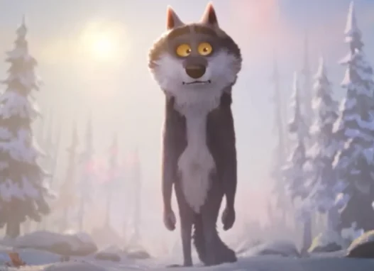 le mal aimé d'intermarché dans la neige qui symbolise le loup dans le marketing