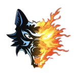 logo du club les bruleurs de loup représentant le loup dans le sport par une tête de loup en flamme