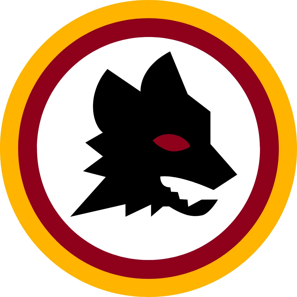 logo de l'AS ROMA le Lupetto, loup simplifié noir a l'oeil rouge dans un cercle aux couleurs du club.