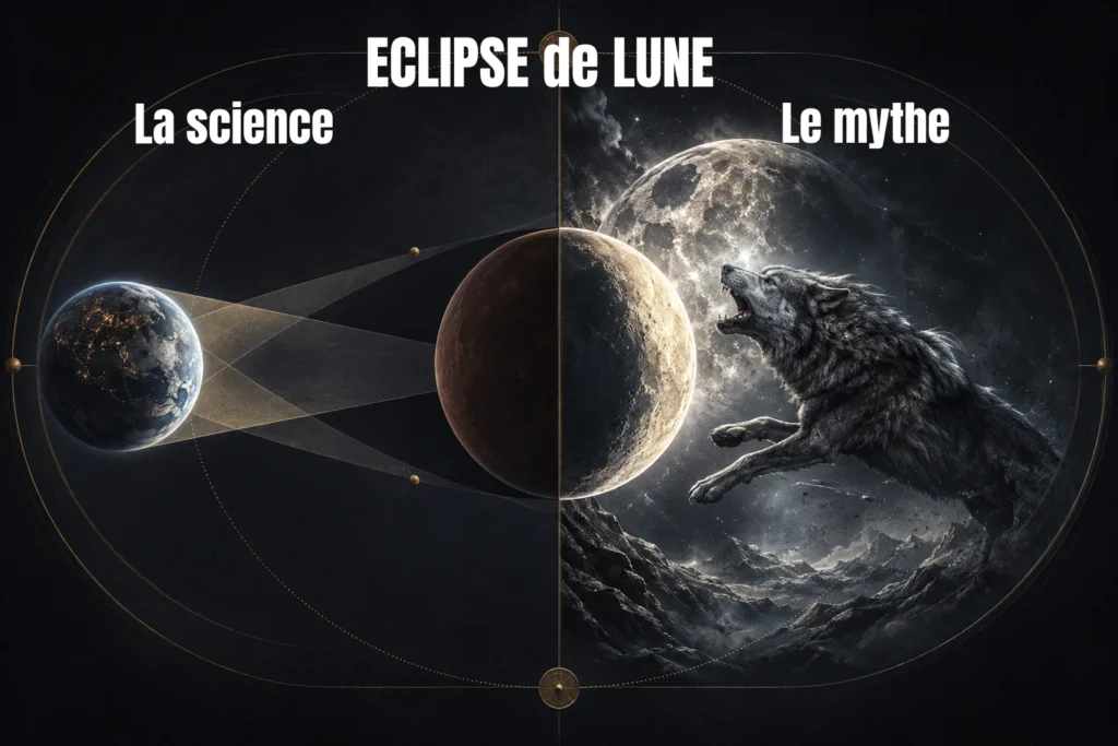 Pleine lune Aout 2026 illustrant l’éclipse lunaire entre science et légende